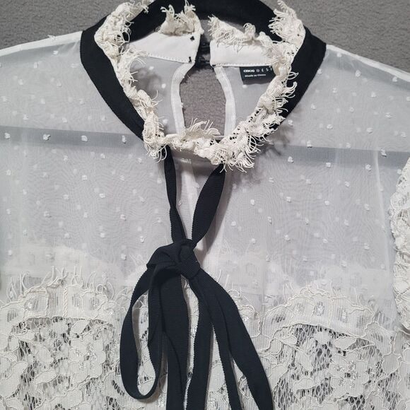 ASOS Design White Lace Long-Sleeve Women's Blouse Size 12 - Picture 2 of 5